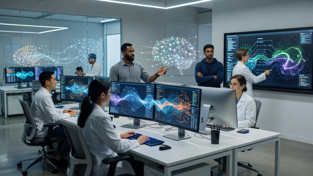 Artificial Intelligence Data Science Workspace Illustration